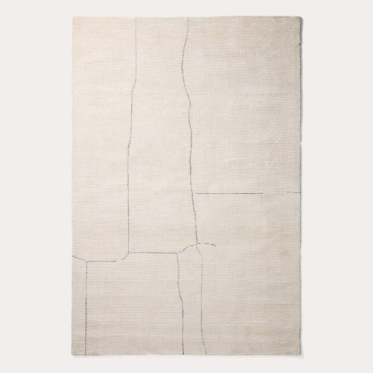 Kave Home Lisdan ecru synthetic fibre rug with green graphic detail 200 x 300cm