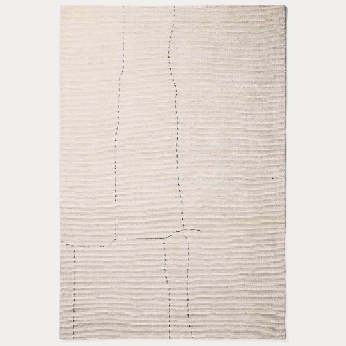 Kave Home Lisdan ecru synthetic fibre rug with green graphic detail 160 x 230cm