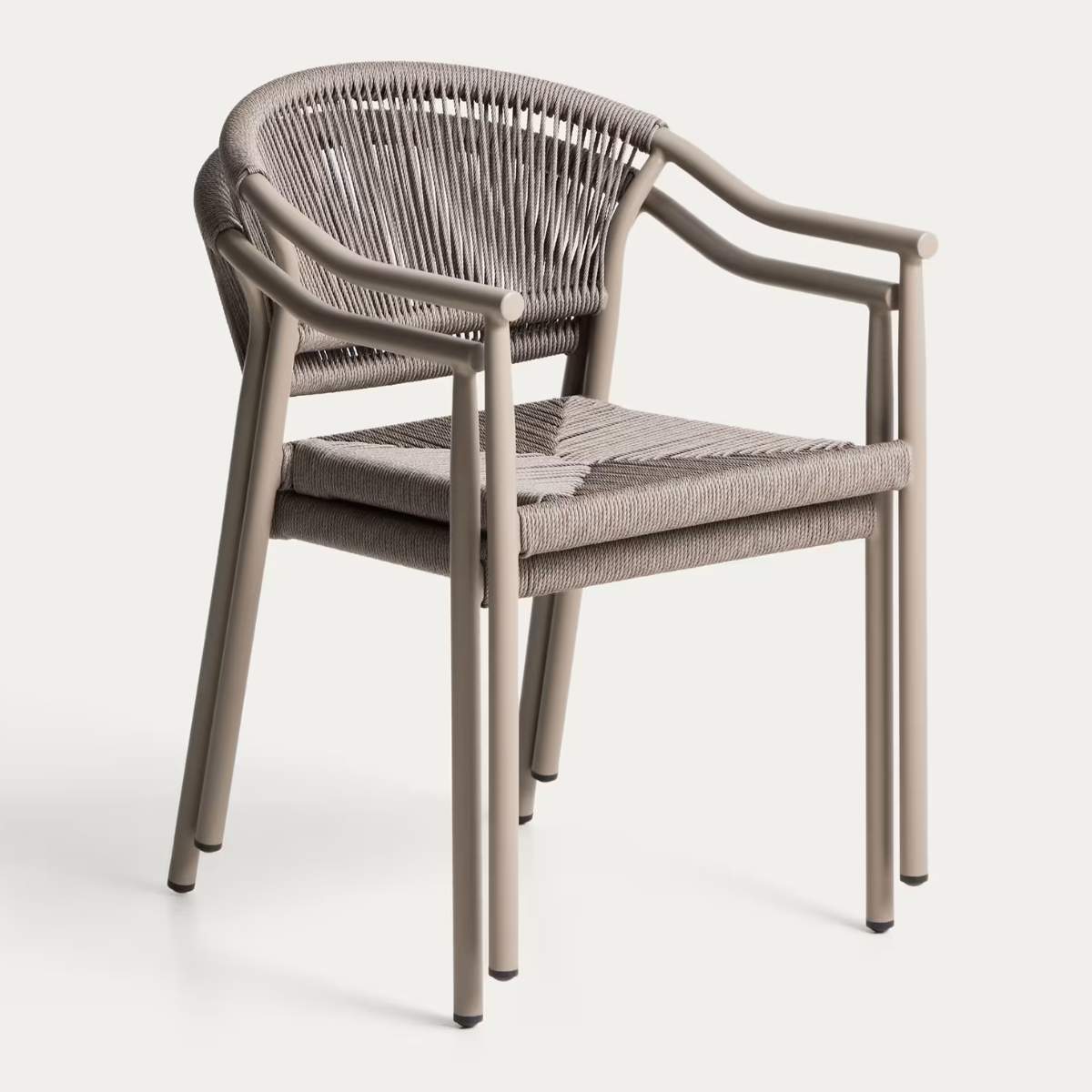 Kave Home Livadia stackable outdoor chair in ecru aluminium