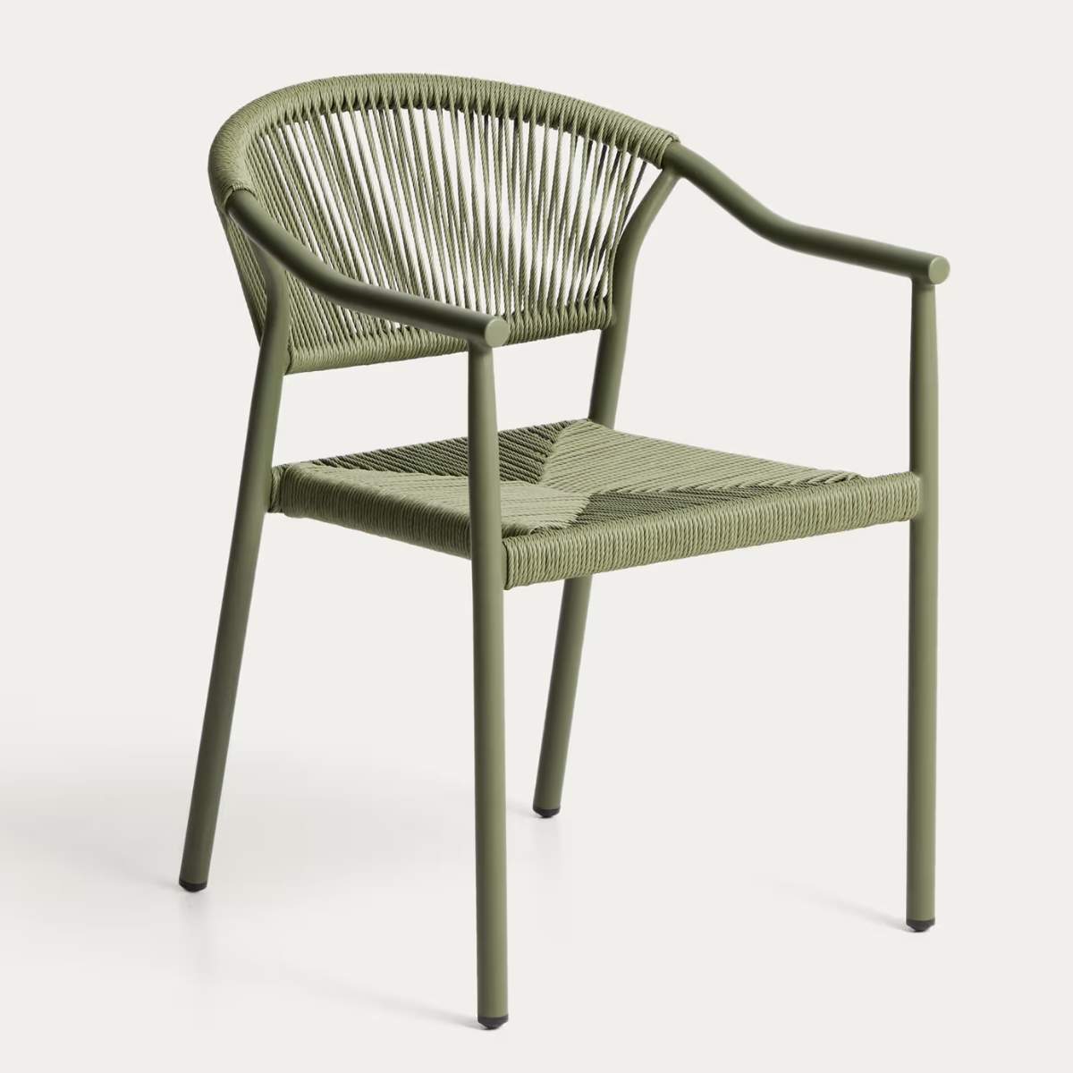 Kave Home Livadia stackable outdoor chair in ecru aluminium