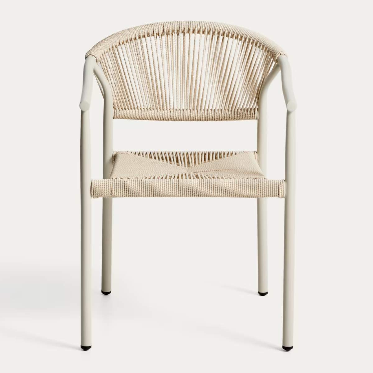 Kave Home Livadia stackable outdoor chair in ecru aluminium