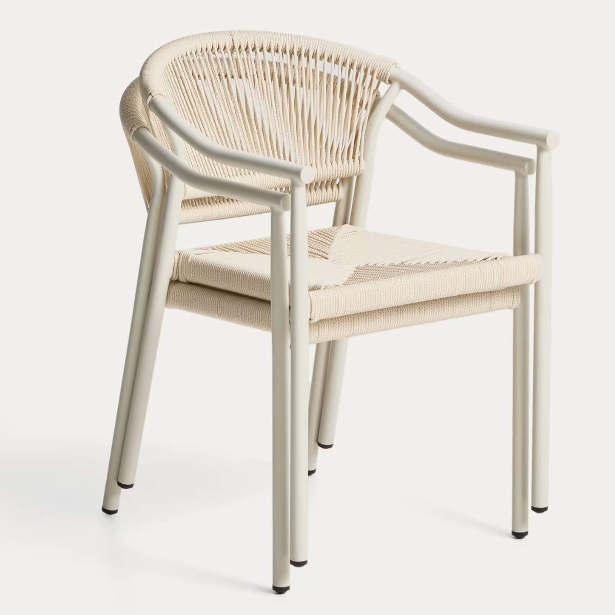 Kave Home Livadia stackable outdoor chair in ecru aluminium