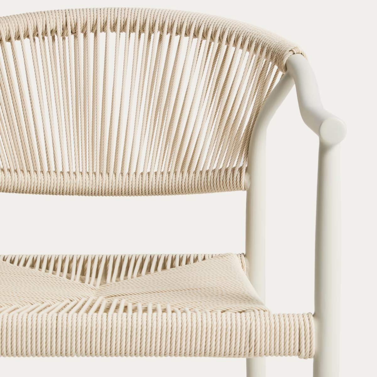 Kave Home Livadia stackable outdoor chair in ecru aluminium