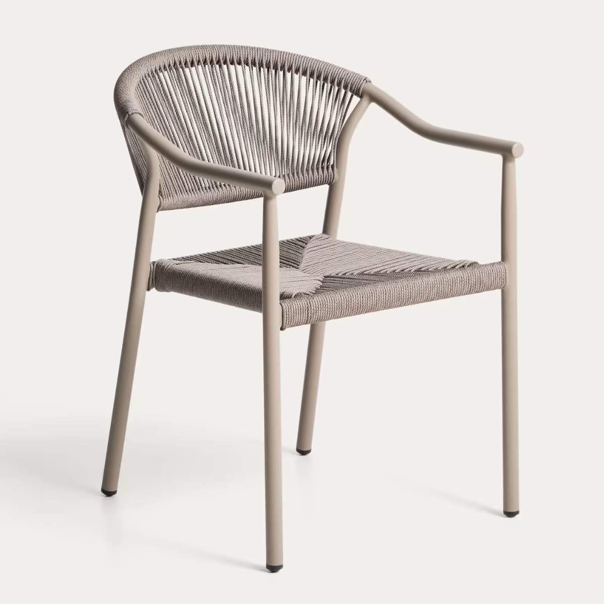 Kave Home Livadia stackable outdoor chair in ecru aluminium