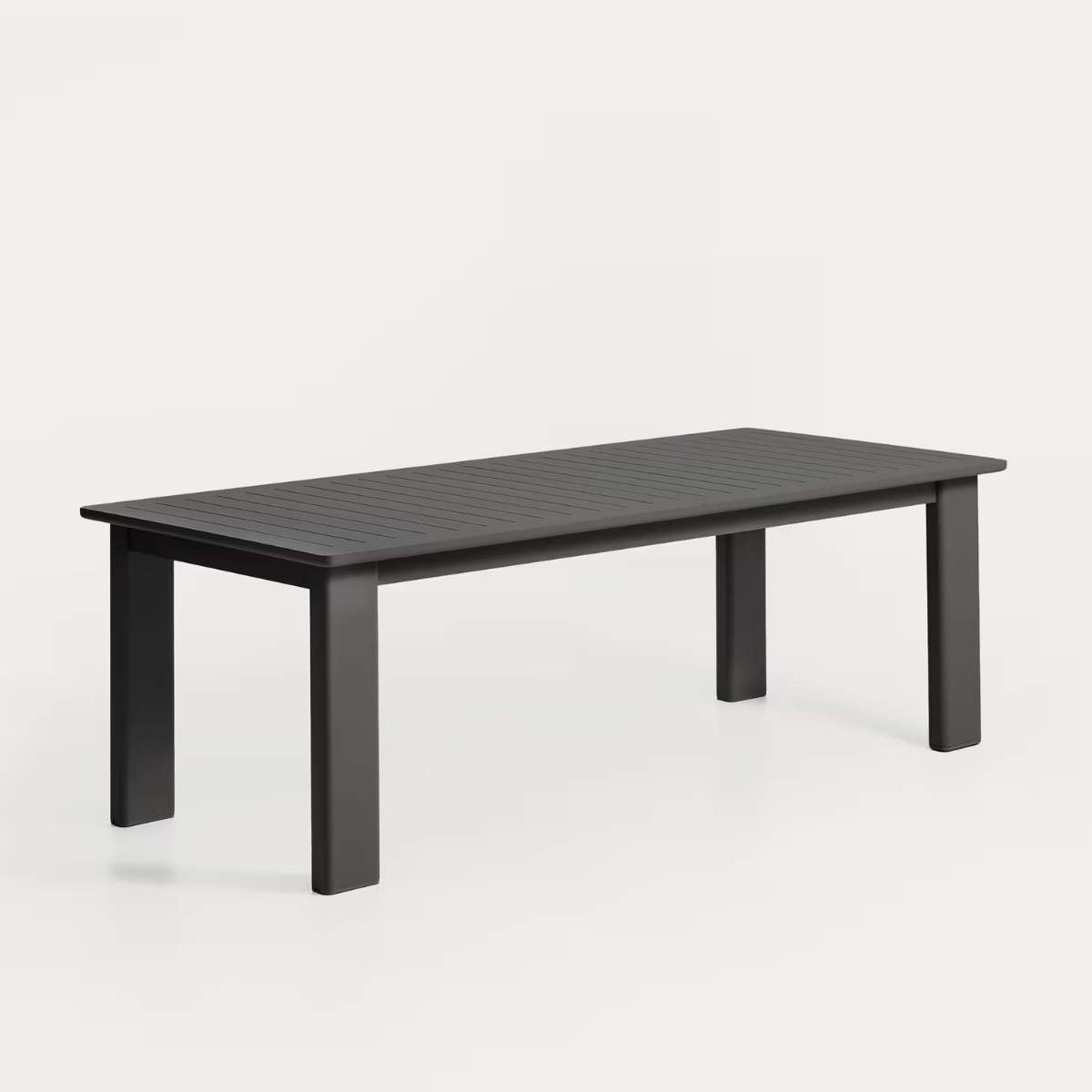 Kave Home Livorno extendable table in taupe aluminium 233(350) x 100 cm