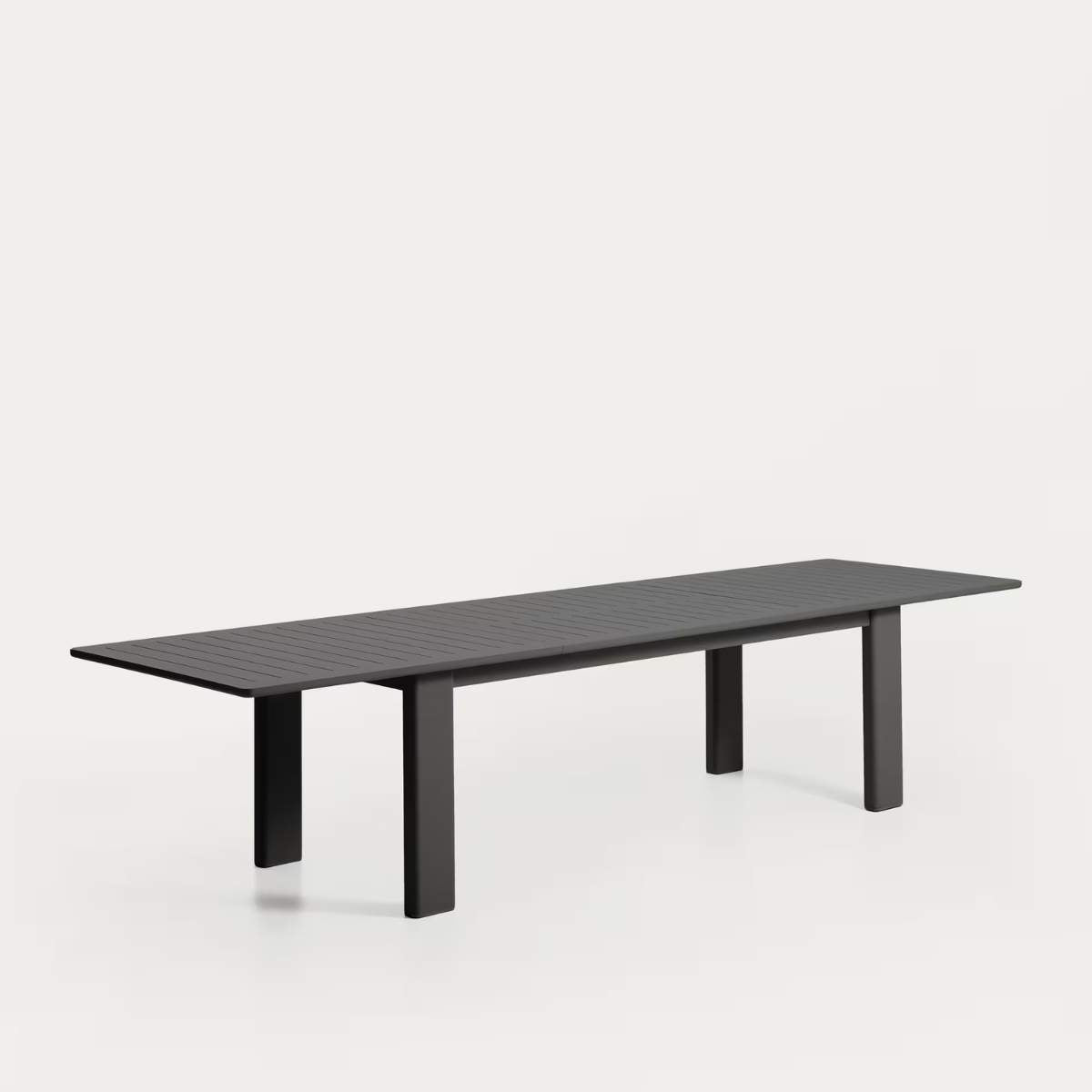 Kave Home Livorno extendable table in taupe aluminium 233(350) x 100 cm