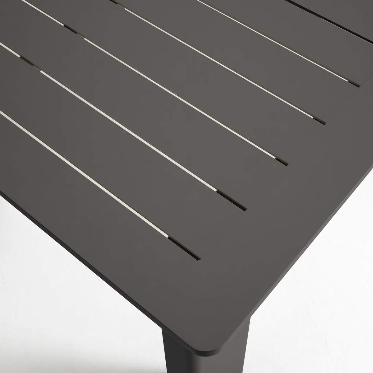 Kave Home Livorno extendable table in taupe aluminium 233(350) x 100 cm