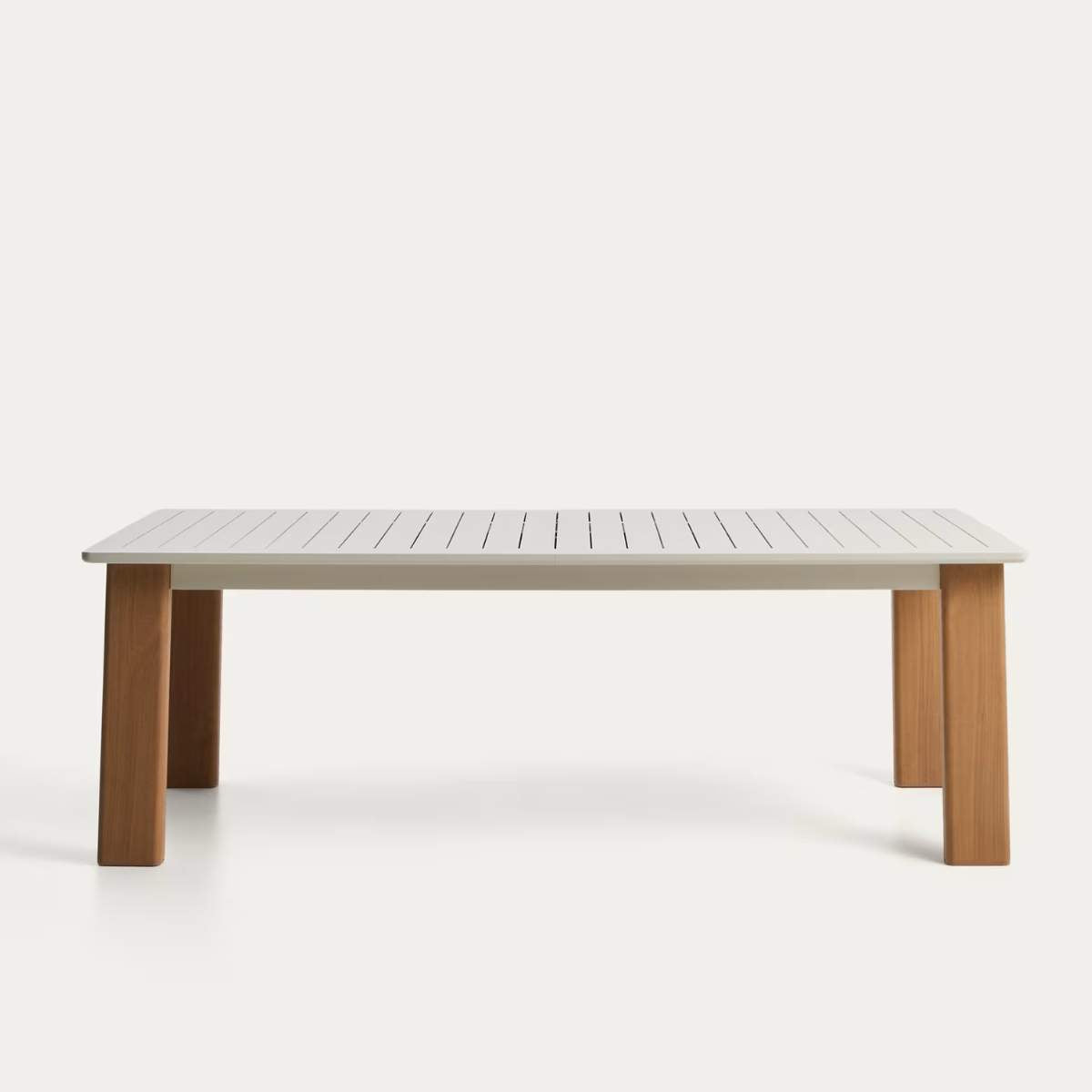 Kave Home Livorno extendable table in taupe aluminium 233(350) x 100 cm