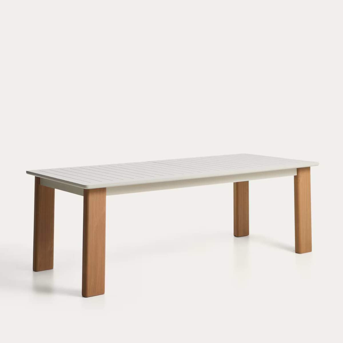 Kave Home Livorno extendable table in taupe aluminium 233(350) x 100 cm