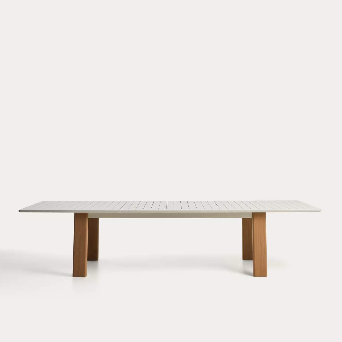 Kave Home Livorno extendable table in taupe aluminium 233(350) x 100 cm