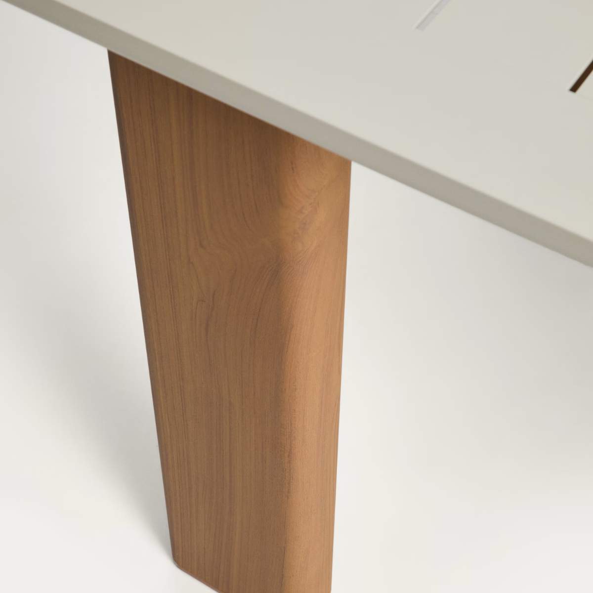 Kave Home Livorno extendable table in taupe aluminium 233(350) x 100 cm