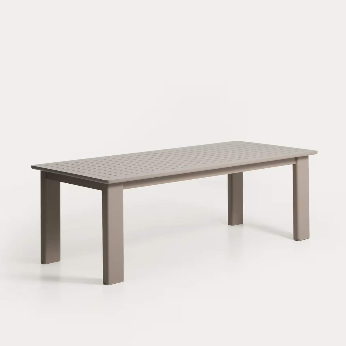 Kave Home Livorno extendable table in taupe aluminium 233(350) x 100 cm