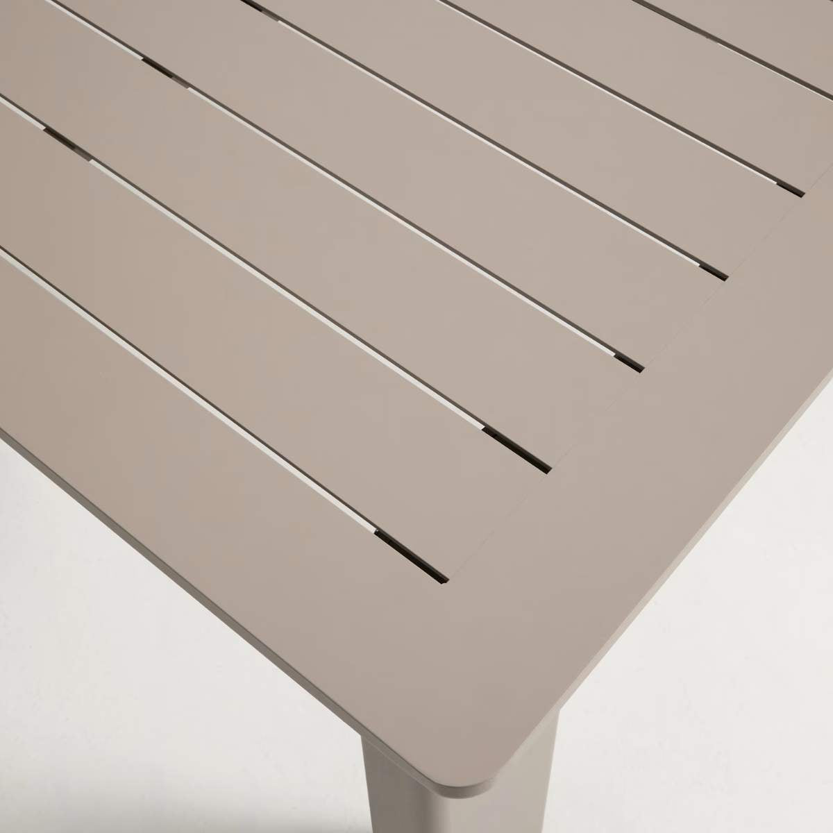 Kave Home Livorno extendable table in taupe aluminium 233(350) x 100 cm