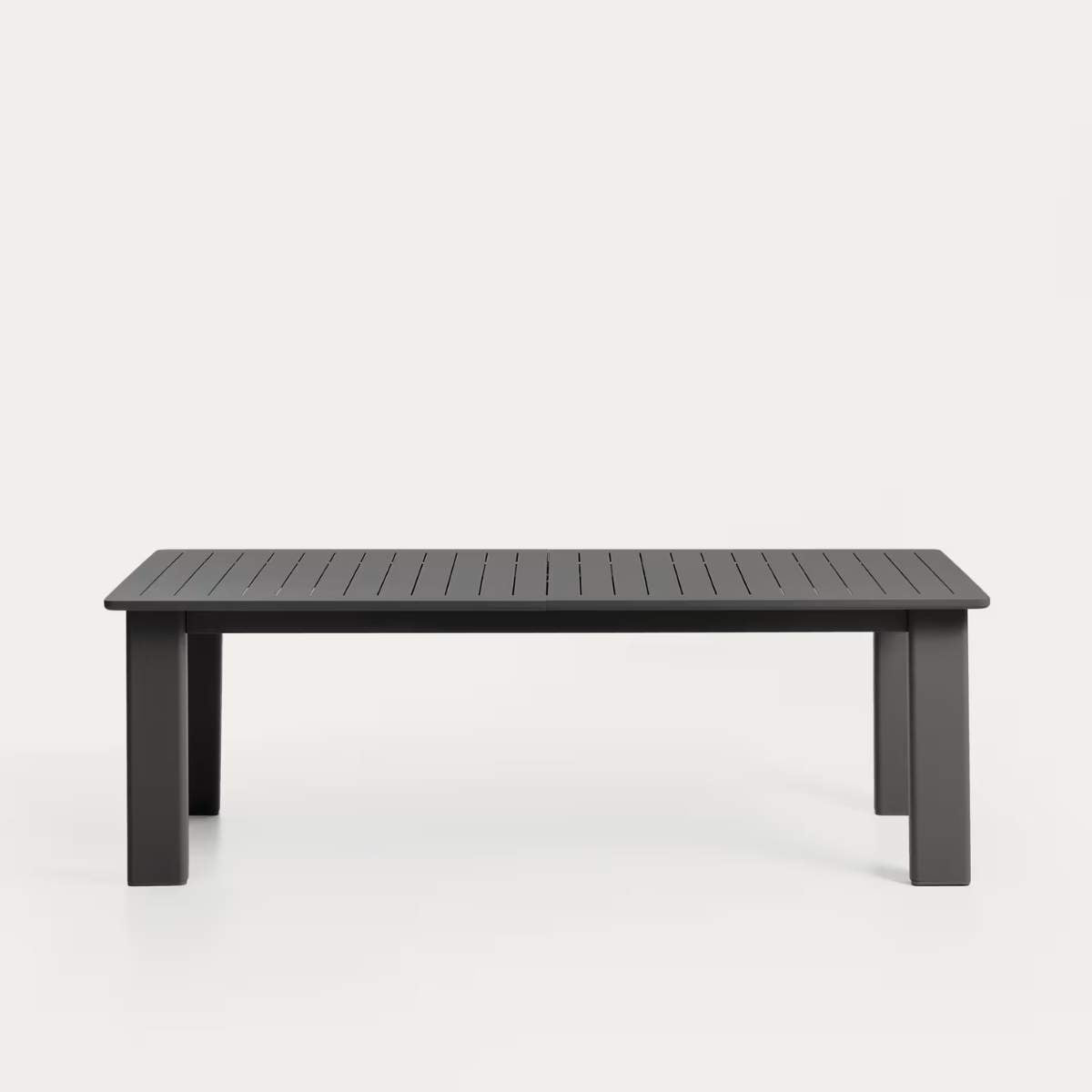 Kave Home Livorno extendable table in taupe aluminium 233(350) x 100 cm