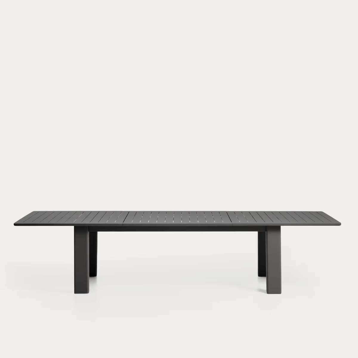 Kave Home Livorno extendable table in taupe aluminium 233(350) x 100 cm