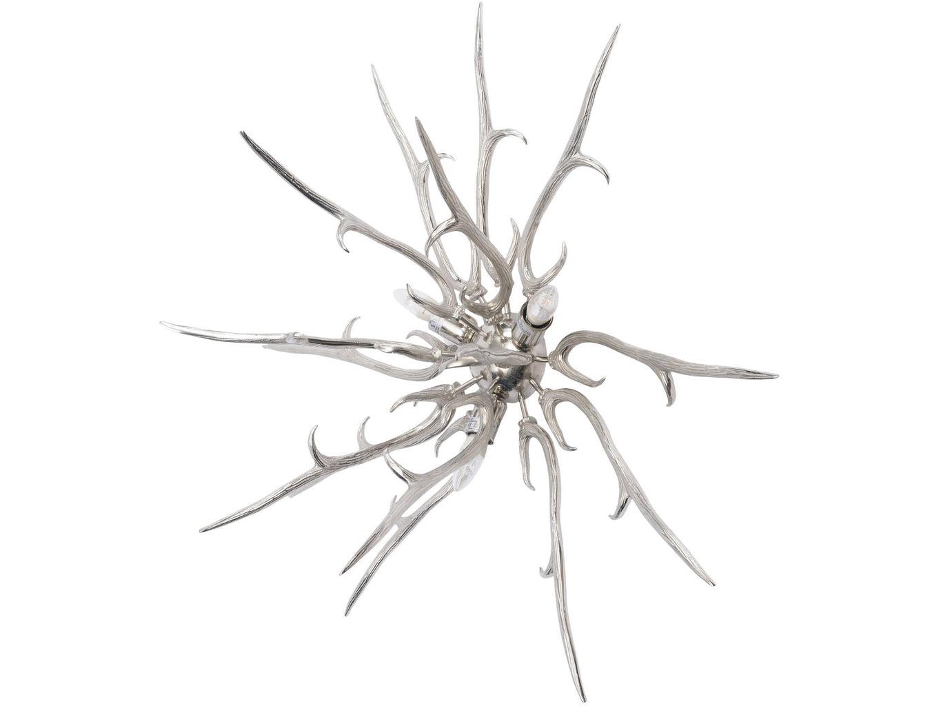 Lodge Polished Silver Antler Wall Sconce-Beaumonde