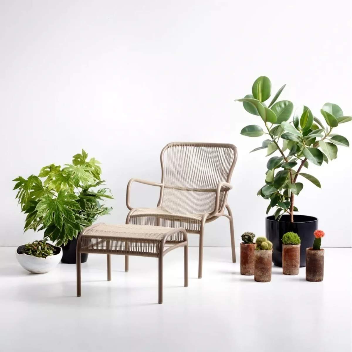 Vincent Shepherd Loop Lounge Chair Rope Beige White Stone