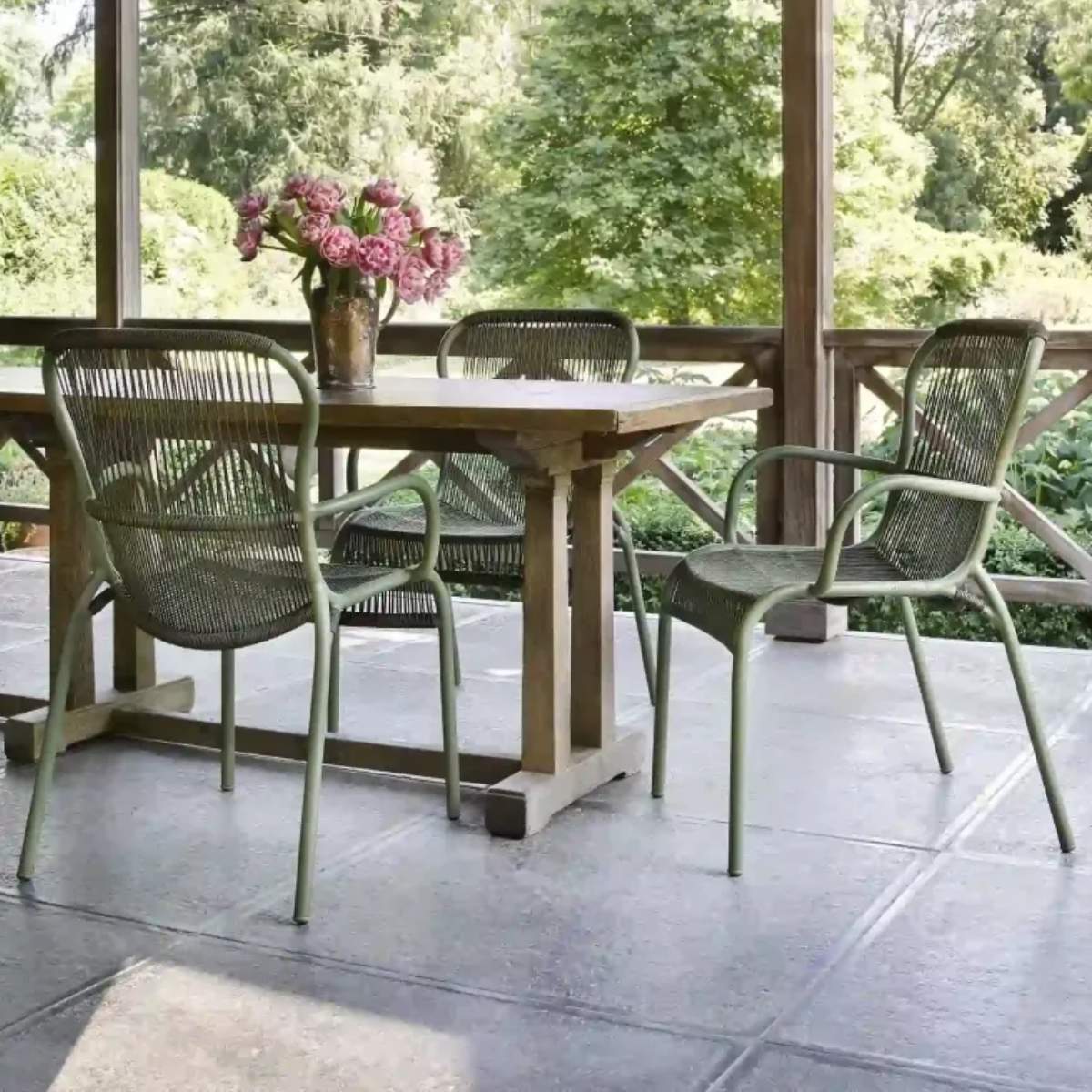 Vincent Shepherd Loop Outdoor Dining Chair Rope Moss