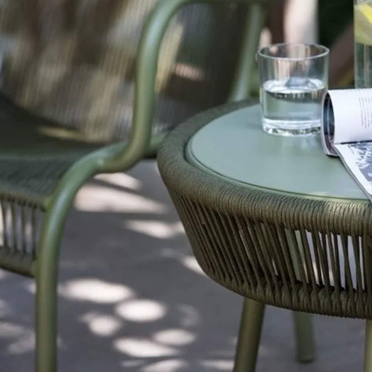Vincent Shepherd Loop Outdoor Side Table Rope Moss