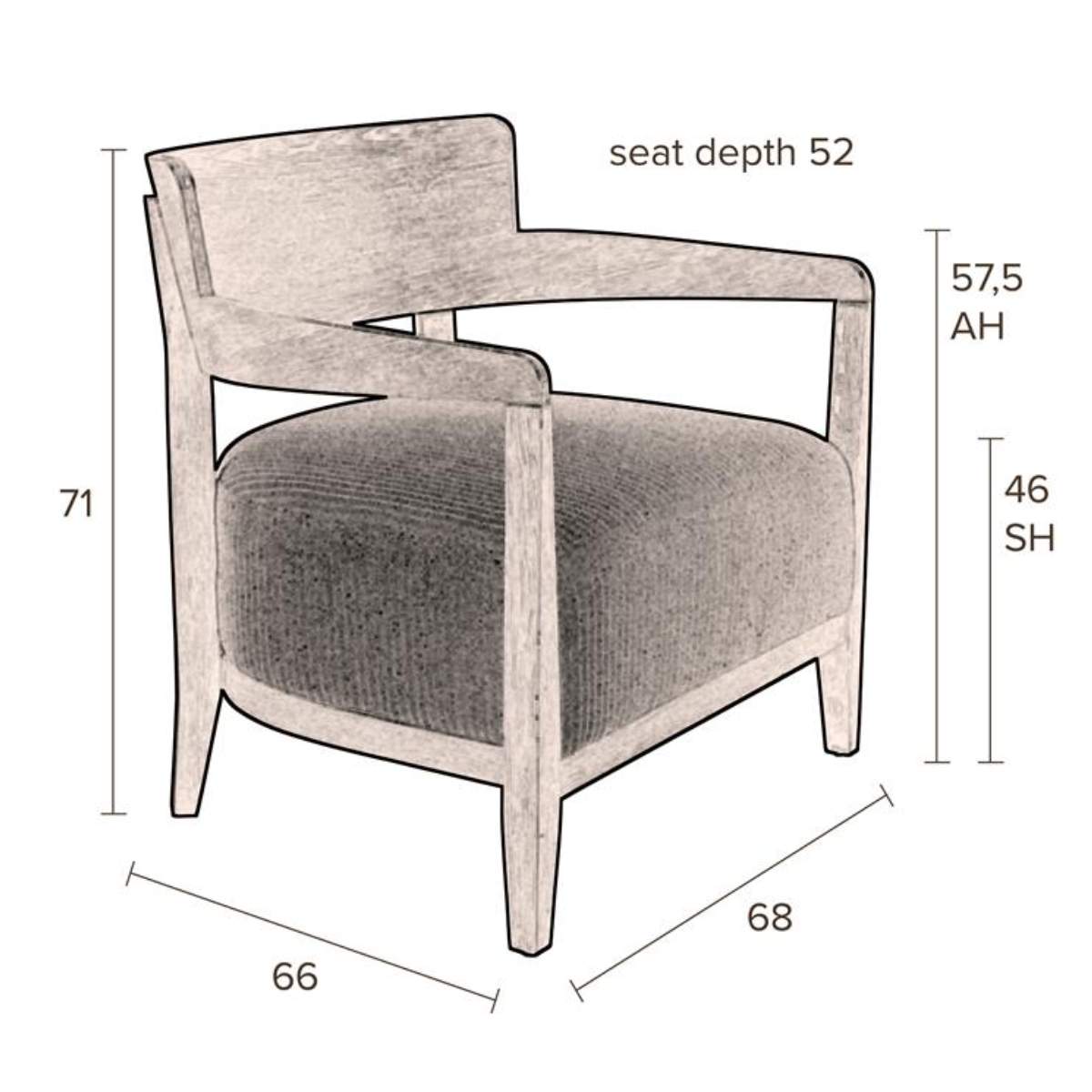 Dutch Bone Lounge Chair Duran Grey Fr
