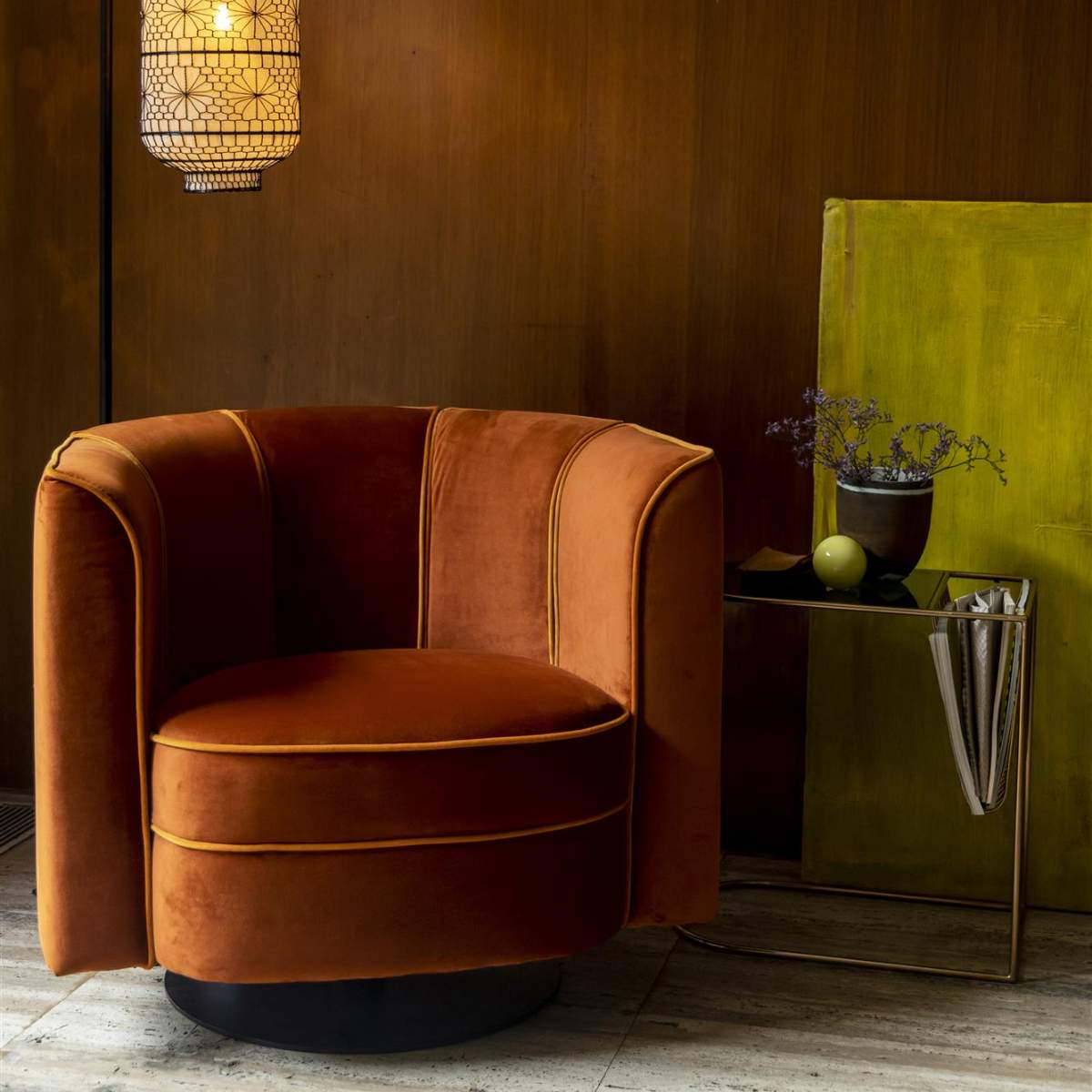 Dutch Bone Lounge Chair Flower Orange