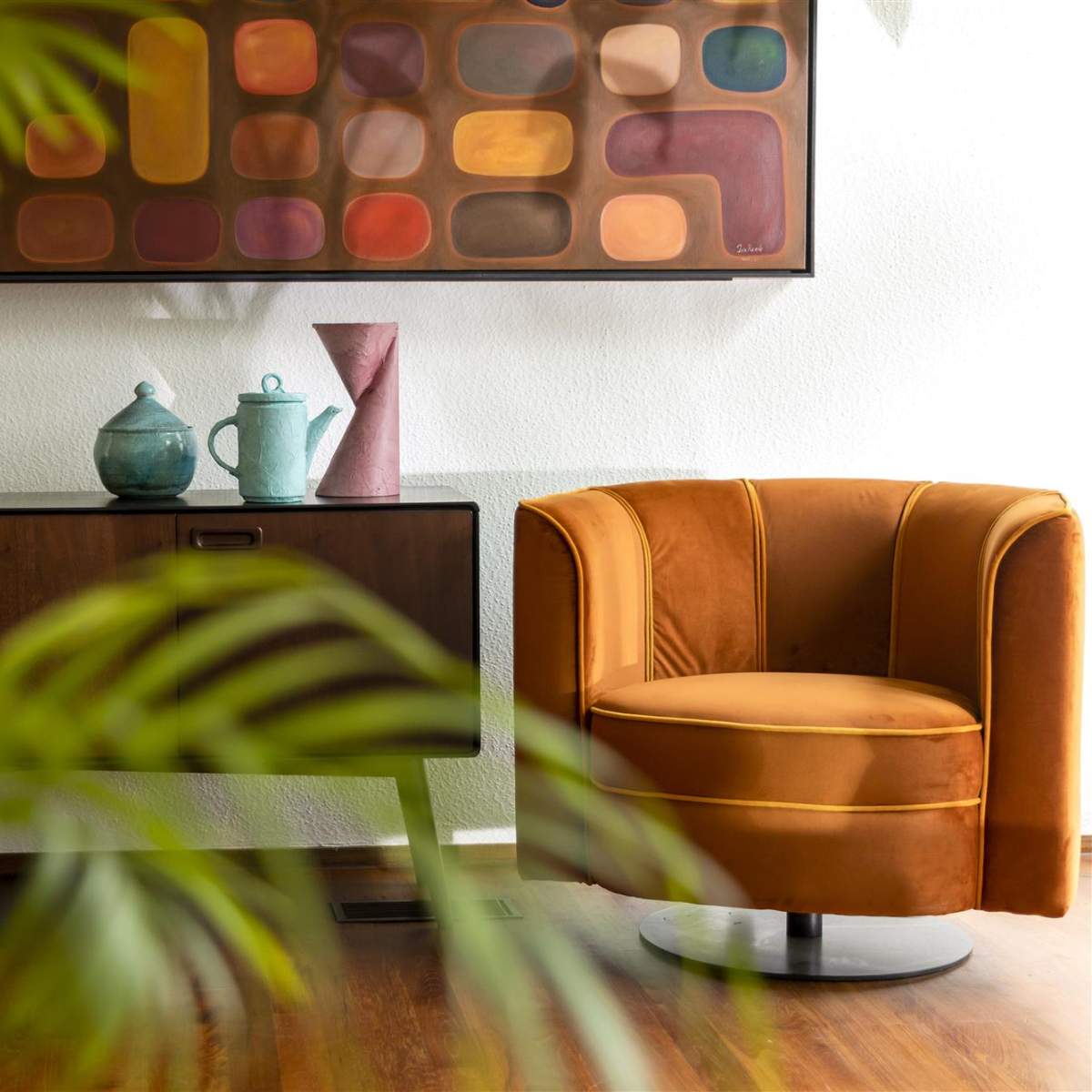 Dutch Bone Lounge Chair Flower Orange