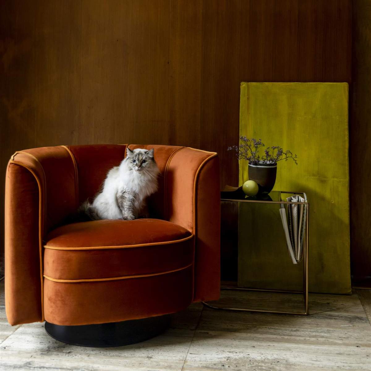 Dutch Bone Lounge Chair Flower Orange