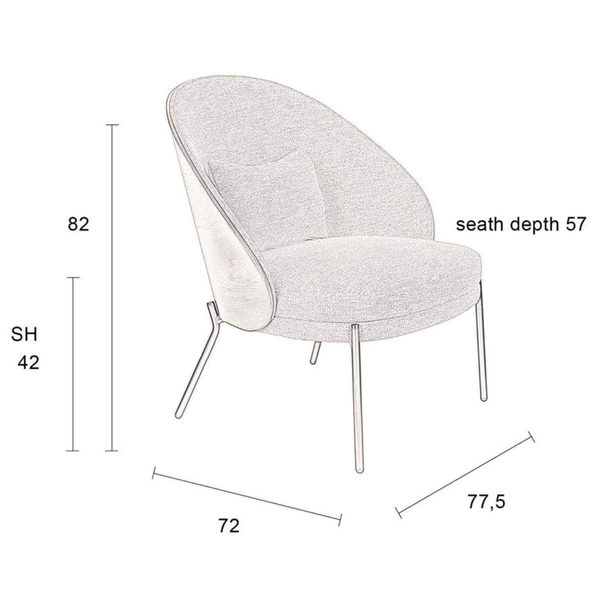 Dutch Bone Lounge Chair Rodin Beige
