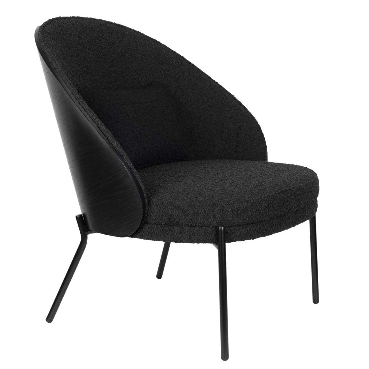 Dutch Bone Lounge Chair Rodin Bouclé Black