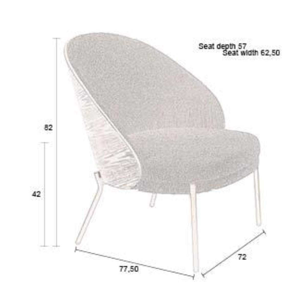 Dutch Bone Lounge Chair Rodin Bouclé Black