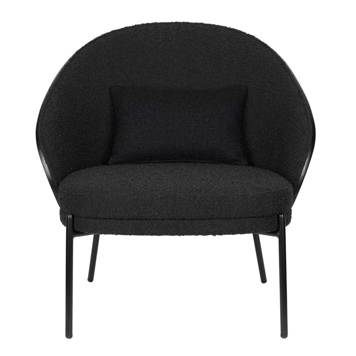 Dutch Bone Lounge Chair Rodin Bouclé Black
