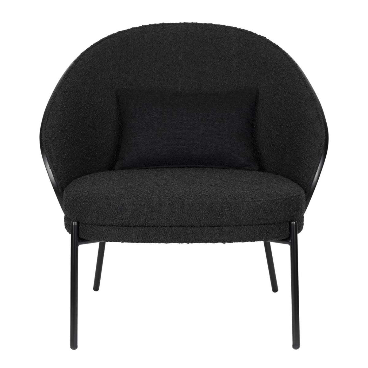 Dutch Bone Lounge Chair Rodin Bouclé Black