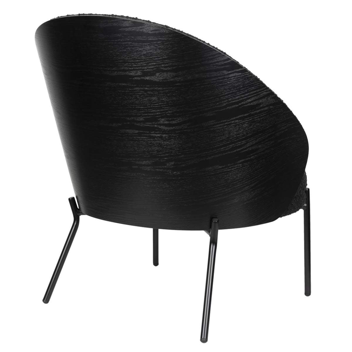 Dutch Bone Lounge Chair Rodin Bouclé Black