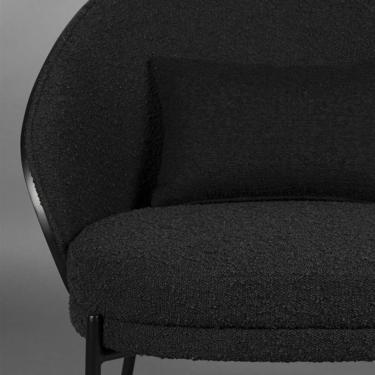 Dutch Bone Lounge Chair Rodin Bouclé Black