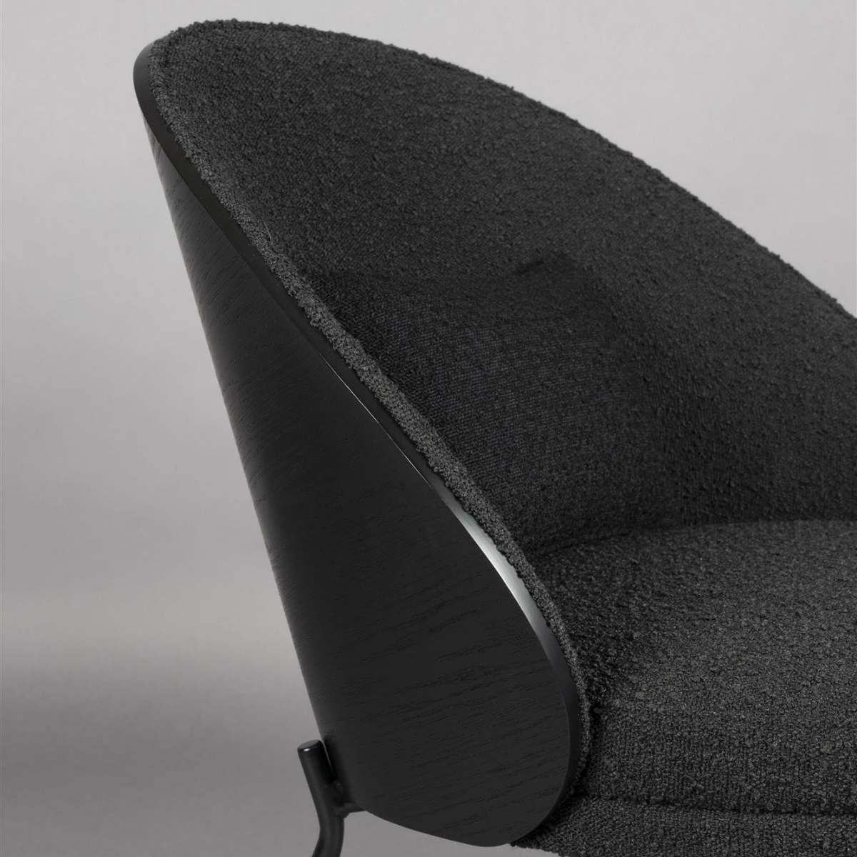 Dutch Bone Lounge Chair Rodin Bouclé Black