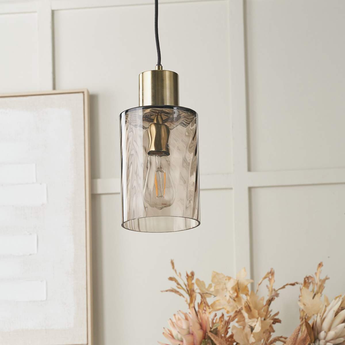 Pacific Lifestyle Loxley Ripple Effect Light Brown Glass Pendant