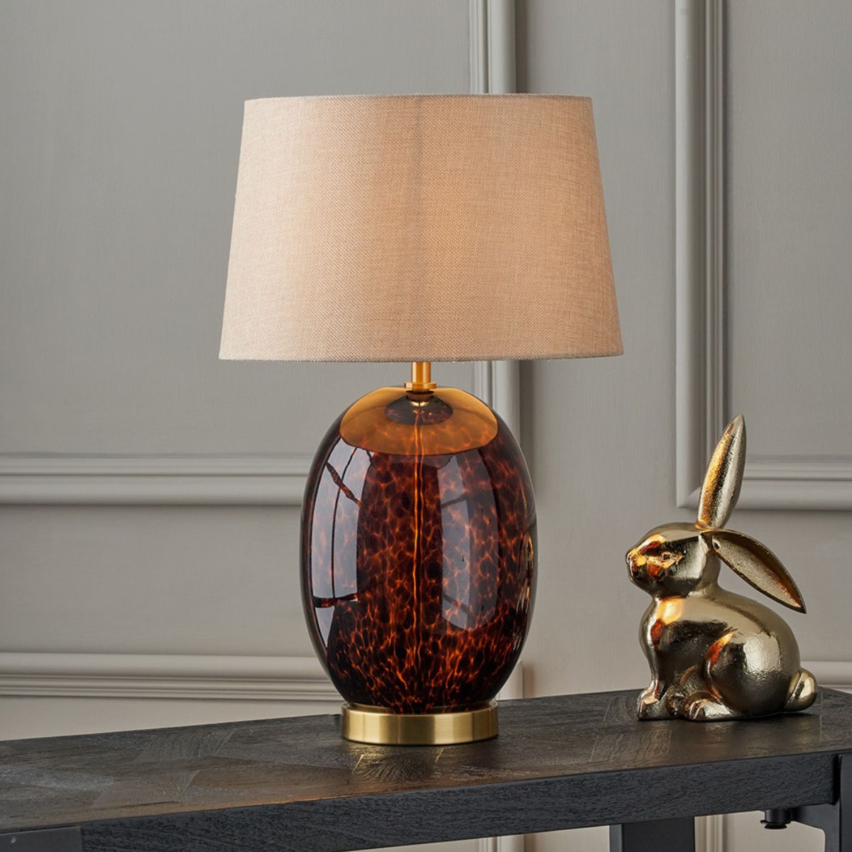 Pacific Lifestyle Lucien Tortoiseshell Glass Tall Table Lamp