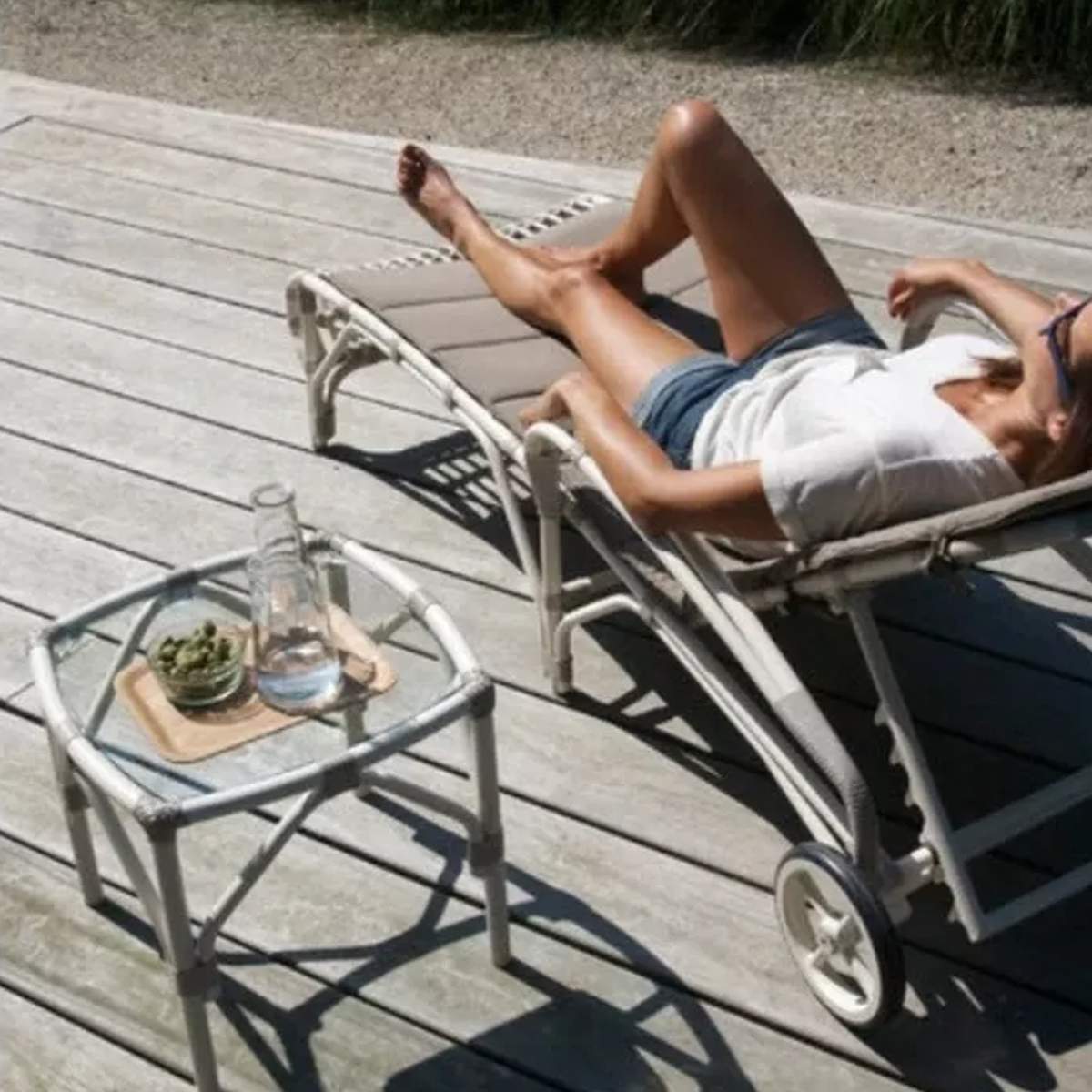 Vincent Shepherd Lucy White Wicker Outdoor Sunbed