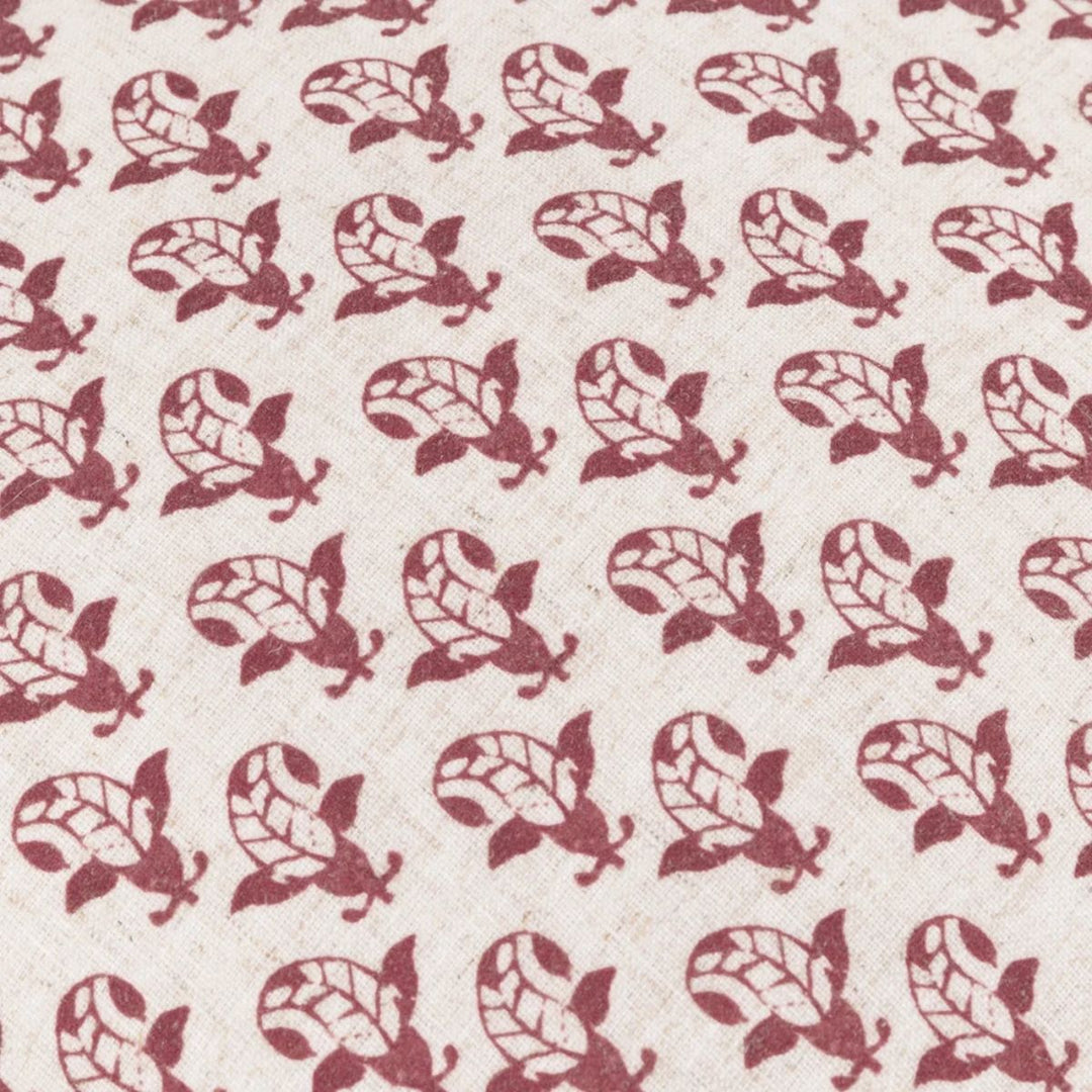 Furn Lulah Block Printed Ruffle Cushion Linen/Red