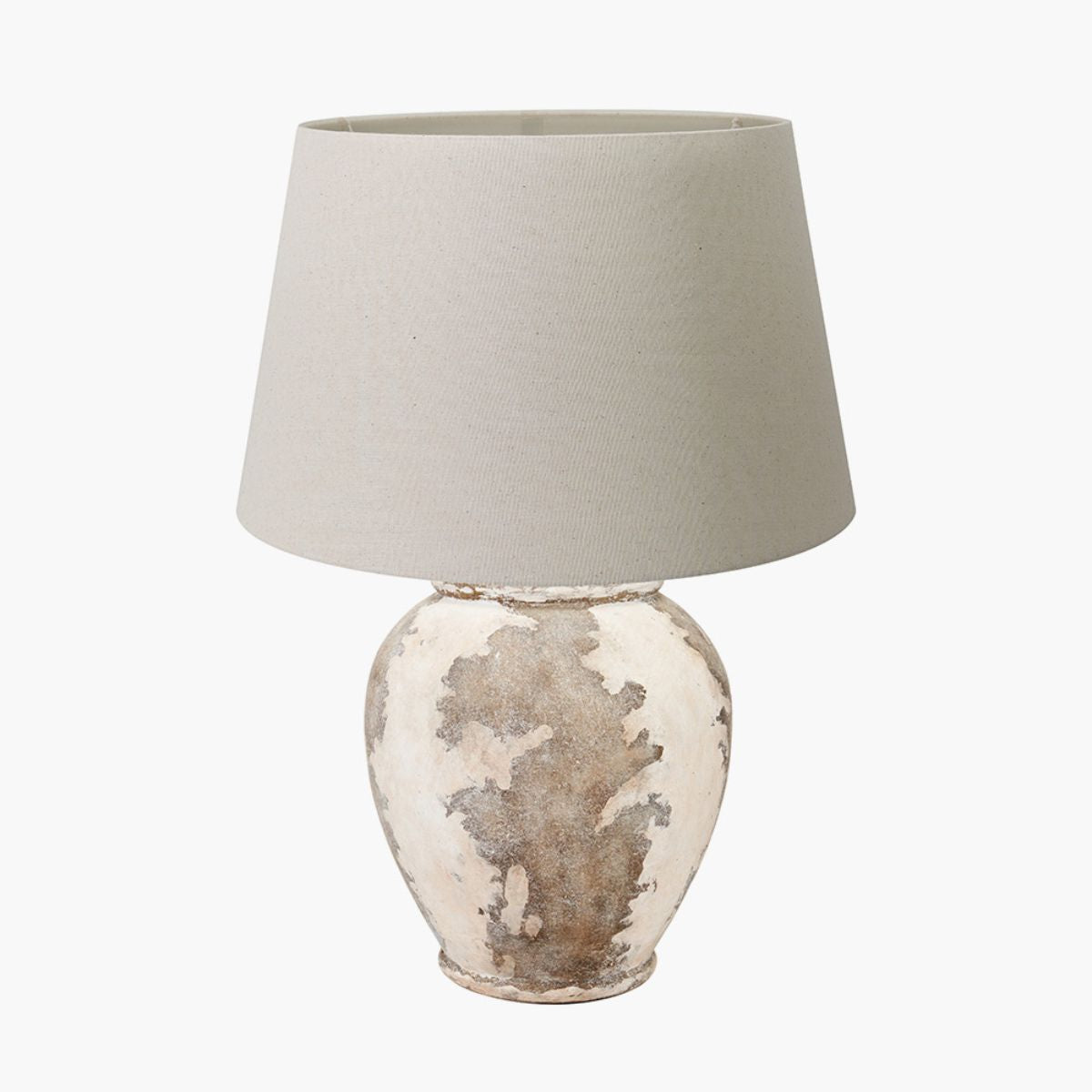 Pacific Lifestyle Lulia Antique Finish Stoneware Urn Table Lamp Base with Coast 45cm Cream Calico Tapered Lampshade