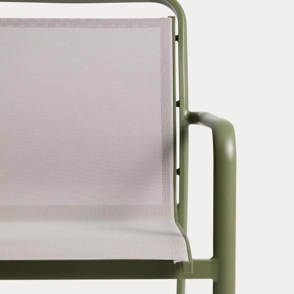 Kave Home Luri stackable chair in ecru aluminium and beige texteline