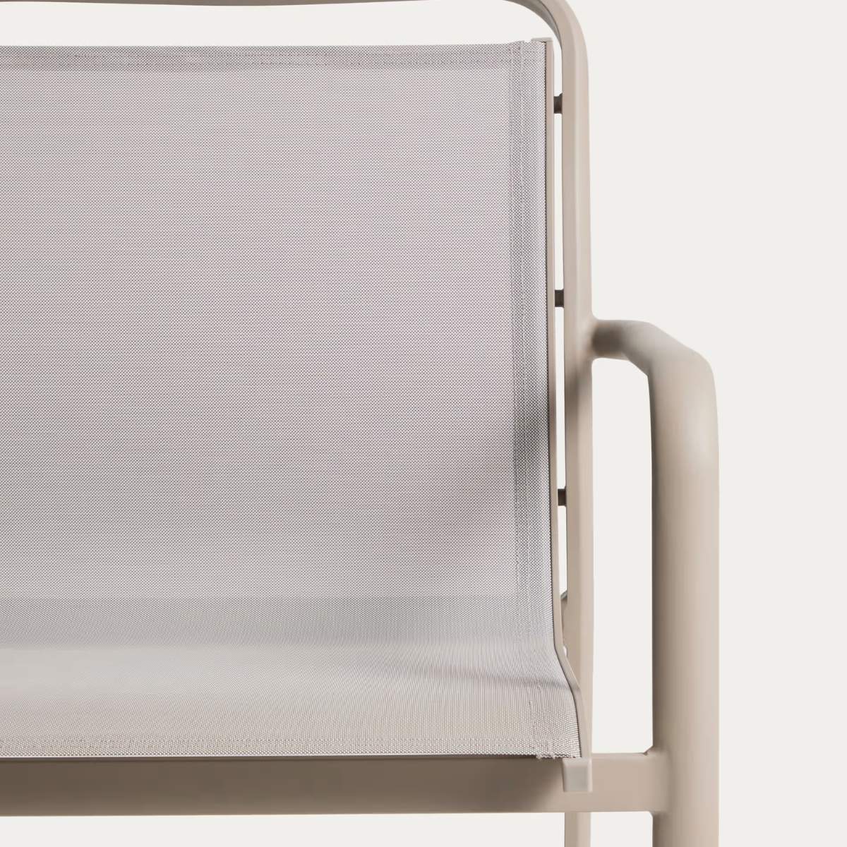 Kave Home Luri stackable chair in ecru aluminium and beige texteline