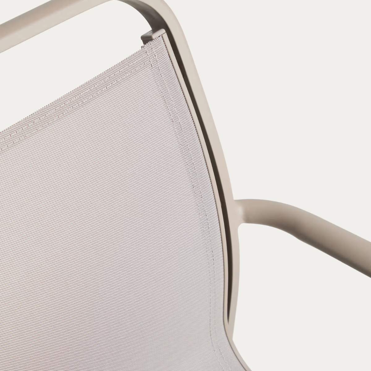 Kave Home Luri stackable chair in ecru aluminium and beige texteline