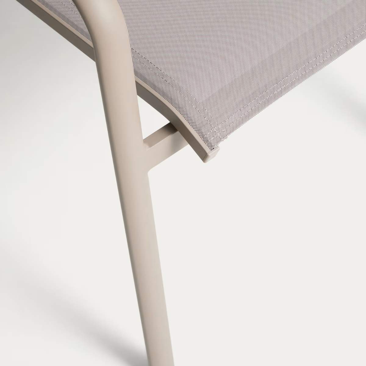 Kave Home Luri stackable chair in ecru aluminium and beige texteline