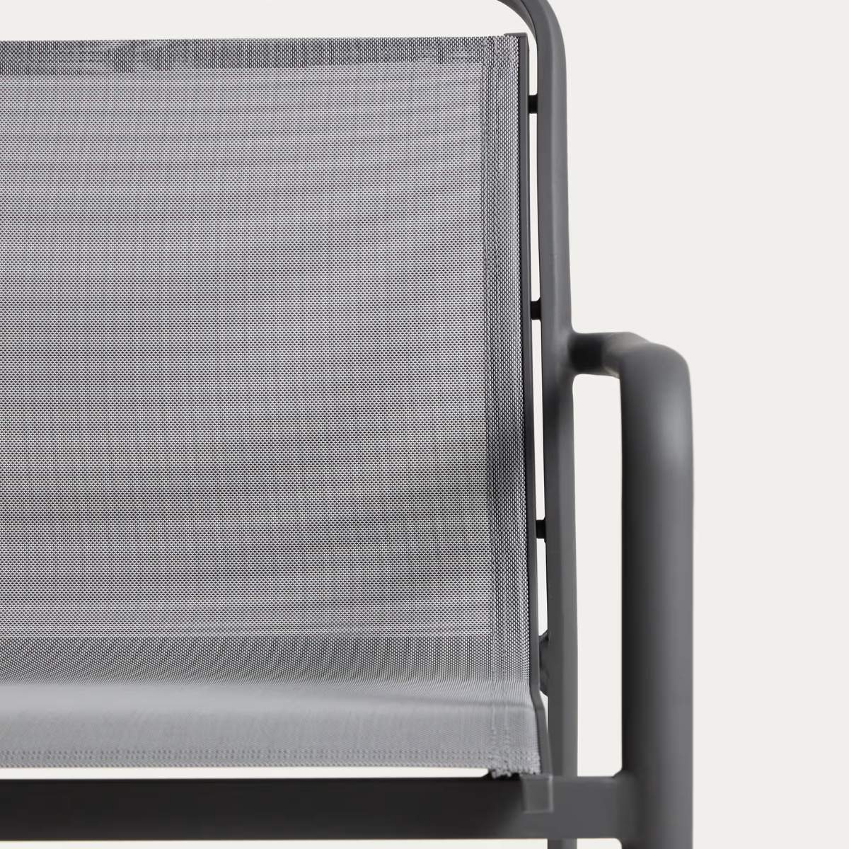 Kave Home Luri stackable chair in ecru aluminium and beige texteline