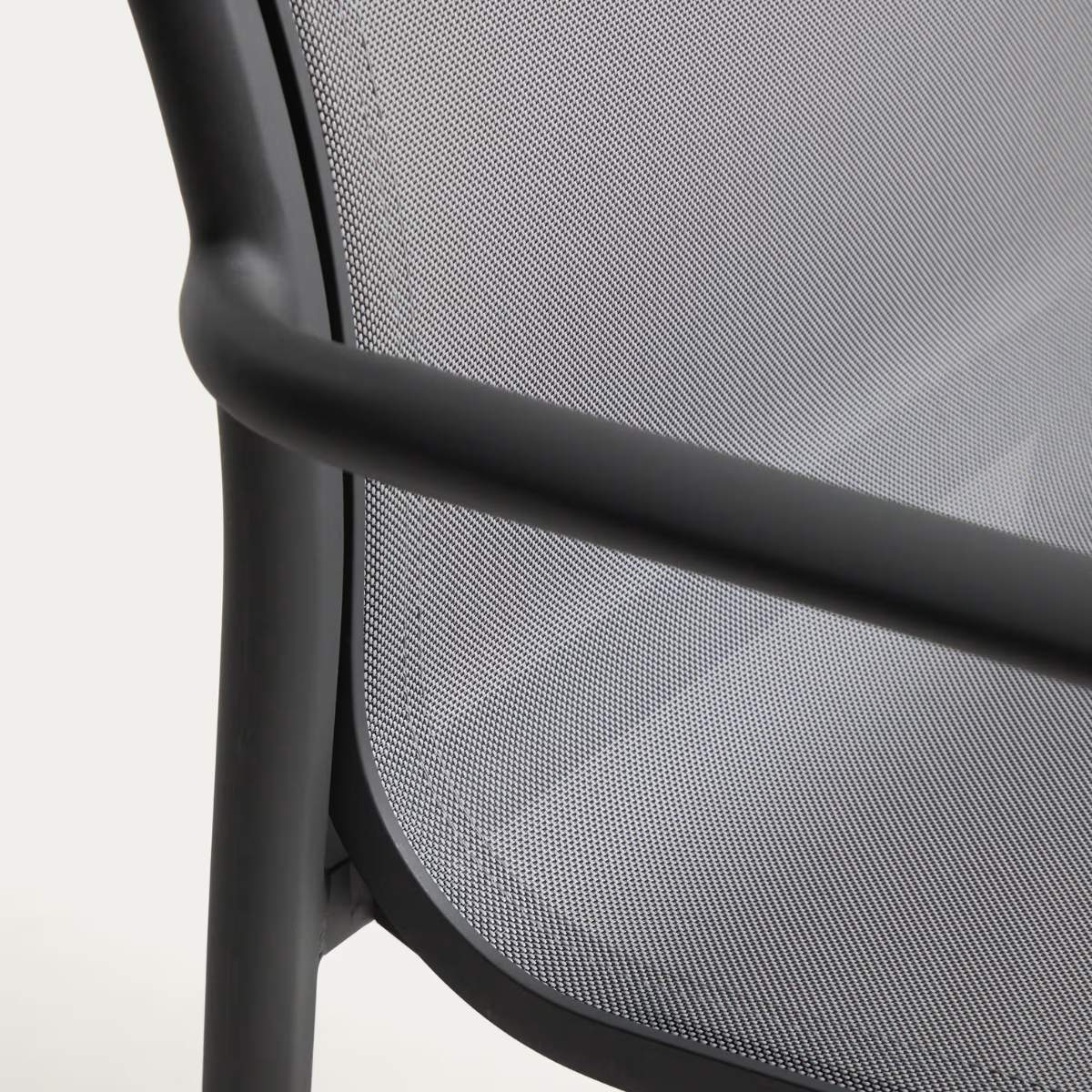 Kave Home Luri stackable chair in ecru aluminium and beige texteline
