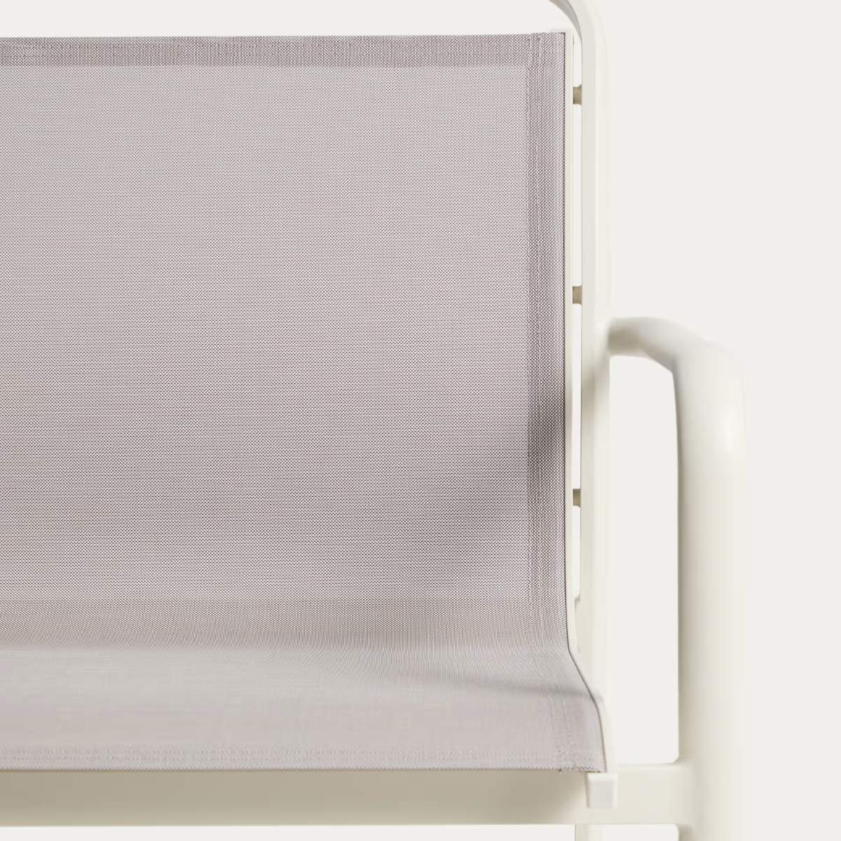 Kave Home Luri stackable chair in ecru aluminium and beige texteline