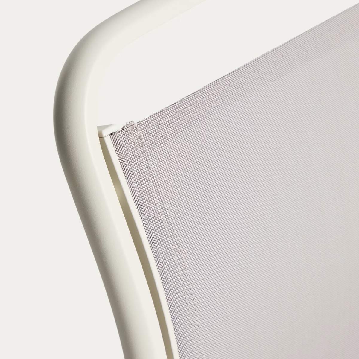 Kave Home Luri stackable chair in ecru aluminium and beige texteline