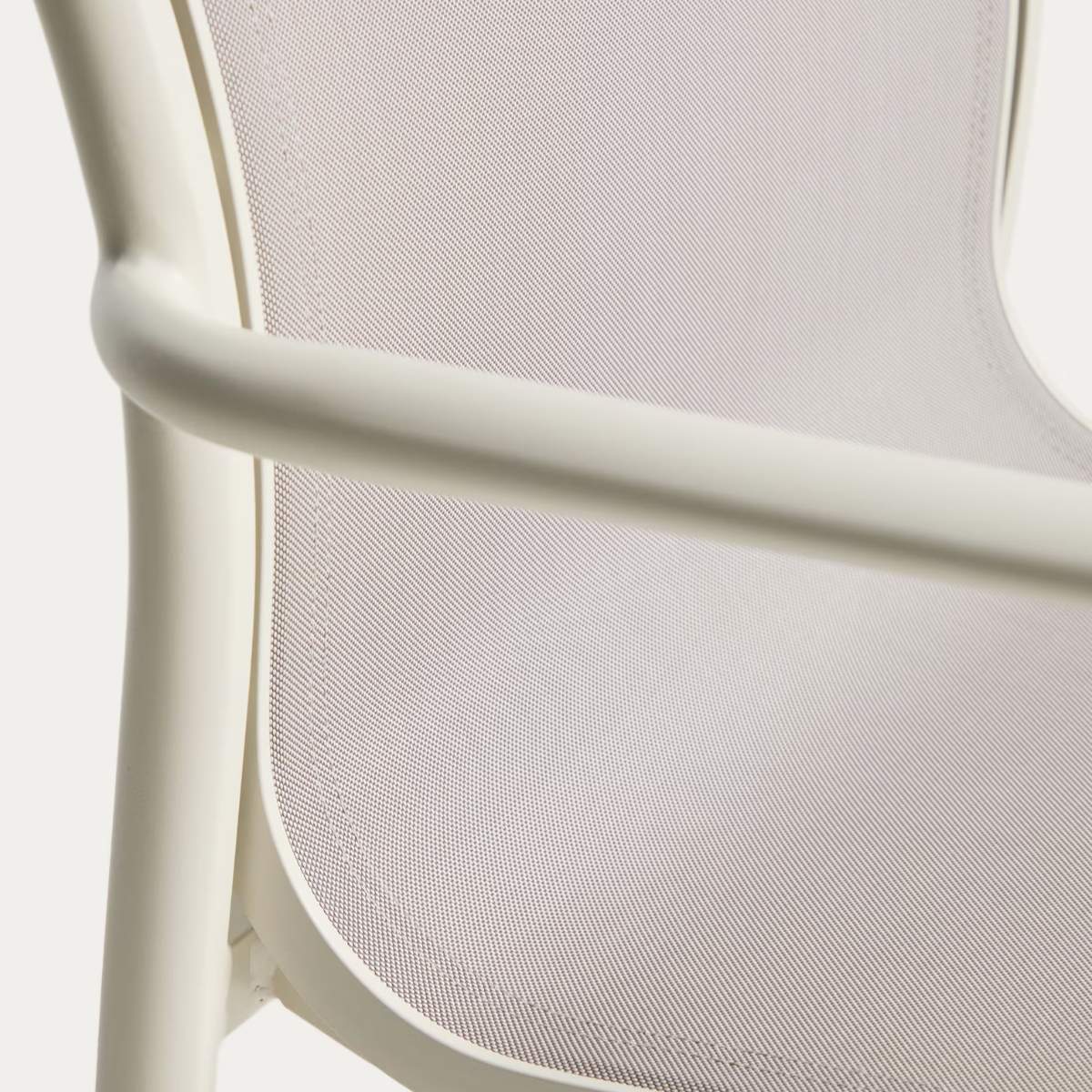 Kave Home Luri stackable chair in ecru aluminium and beige texteline