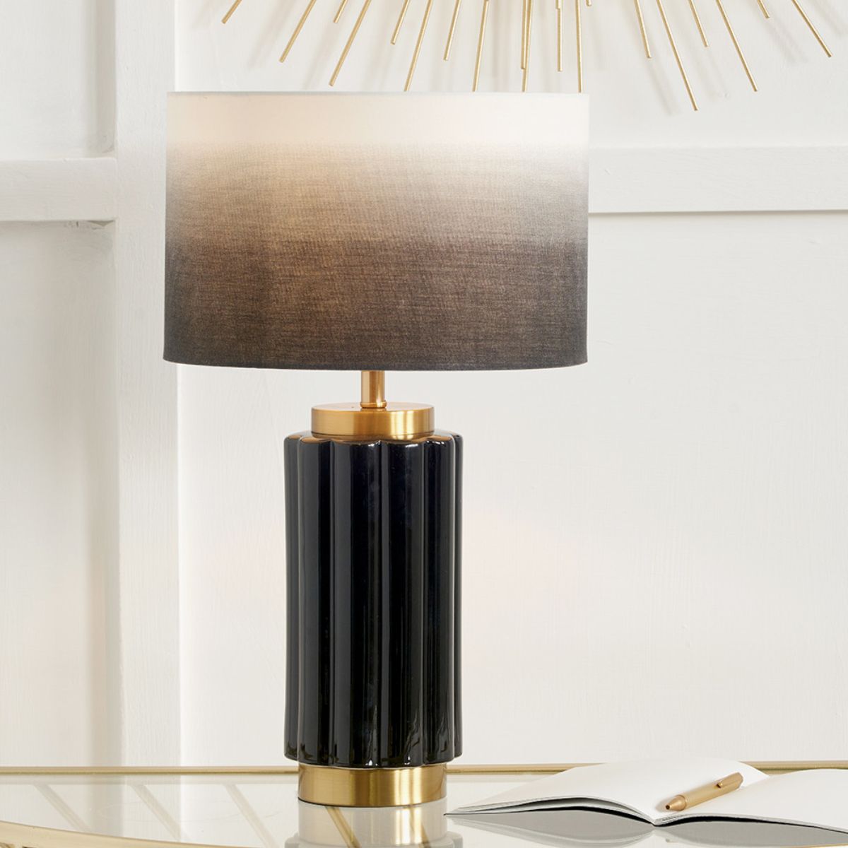 Pacific Lifestyle Lushan Black Scalloped Ceramic Table Lamp